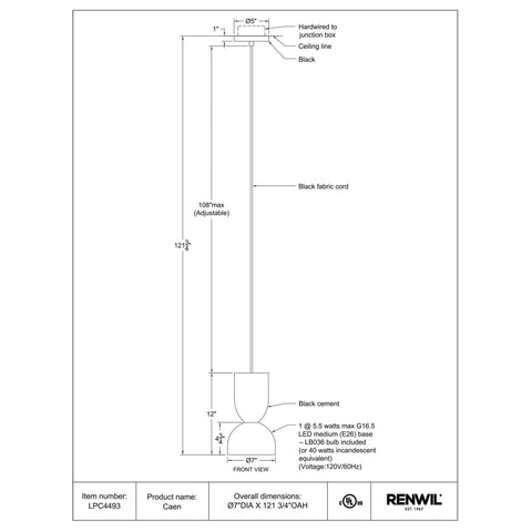 Caen - Ceiling Fixture Renwil