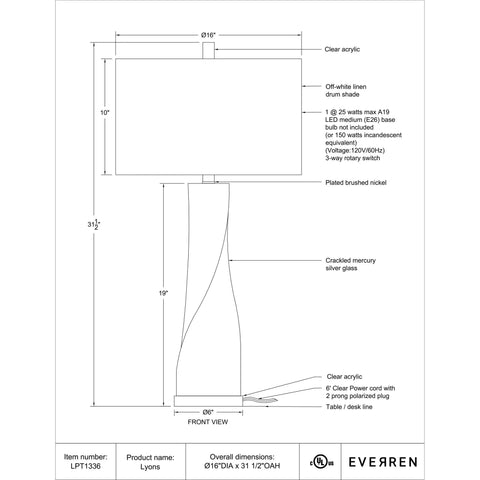 Lyons - Table Lamp Renwil