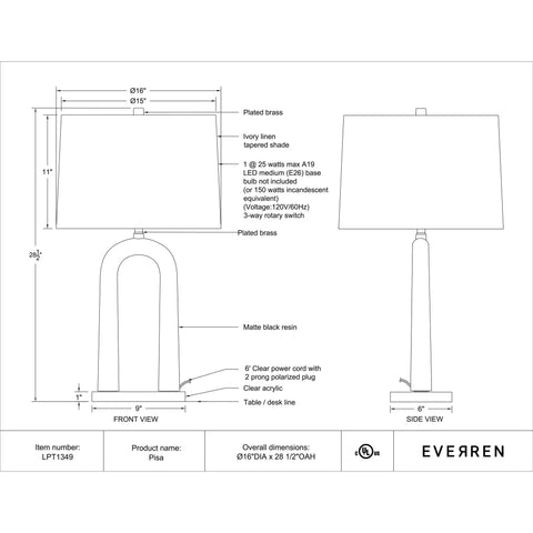 Pisa - Table Lamp Renwil