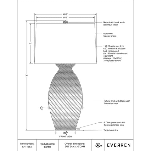 Santal- Table Lamp Renwil