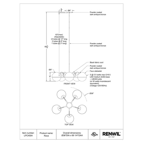 Roca - Ceiling Fixture Renwil