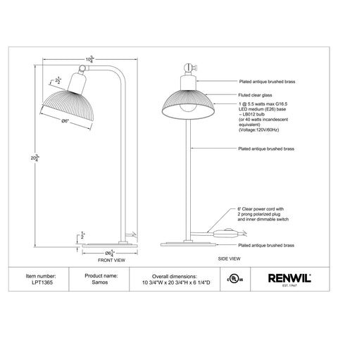Samos - Table Lamp Renwil