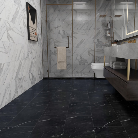 Nero Marquina 5mm Vinyl Flooring -$5.03 Sq.Ft (Sold per box) Planchers1867
