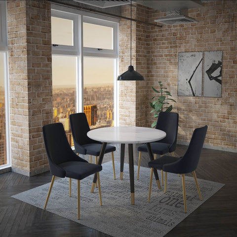 Emery Round White and Black -Dining Table WW