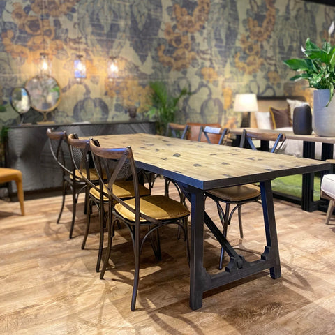 Metal Crossback With Cognac Seat-Dining Chair