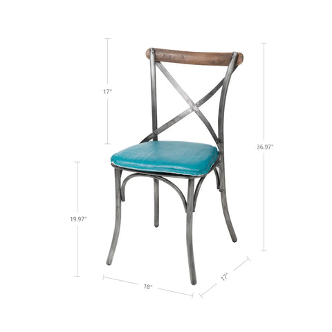 Metal Crossback With Peacock Blue Seat-Dining Chair