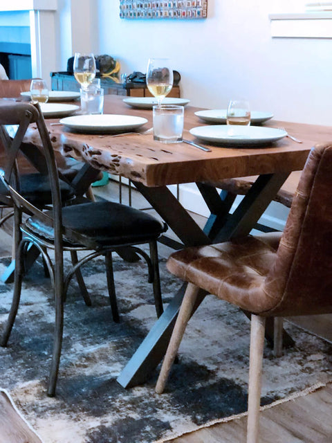 Metal Crossback With Black Seat-Dining Chair