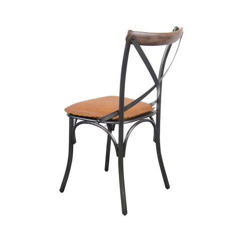Metal Crossback With Cognac Seat-Dining Chair