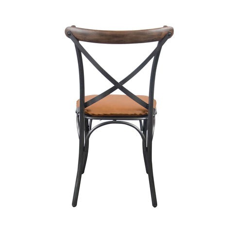 Metal Crossback With Cognac Seat-Dining Chair