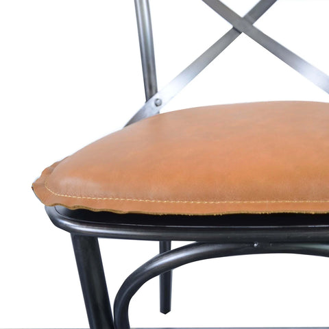 Metal Crossback With Cognac Seat-Dining Chair