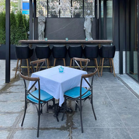 Metal Crossback With Peacock Blue Seat-Dining Chair