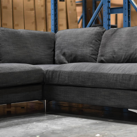 Feather Right Charcoal Linen- Sectional Sofa