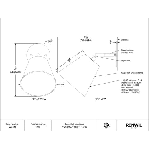 Kai - Wall Sconce Renwil