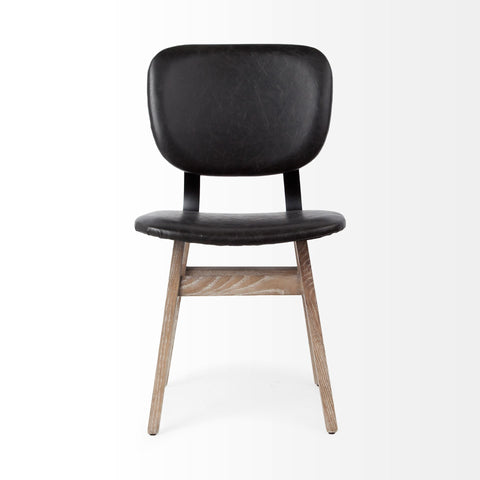 Black chair with wooden legs on a white background