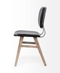 Chair with black leather seat and backrest on a white background