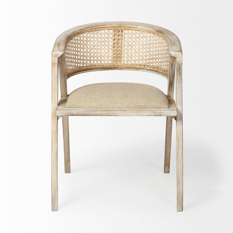 Chair with wicker back and seat on a white background