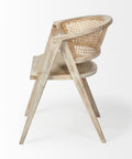 Wooden chair with wicker backrest on a white background