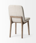 Chair with beige upholstered seat and backrest on a white background