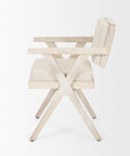 Wooden director's chair with armrests on a white background