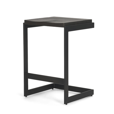 Black side table on a white background