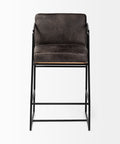 Dark gray bar stool with black metal frame on a white background