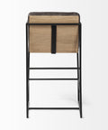 Bar stool with woven seat and backrest on a white background