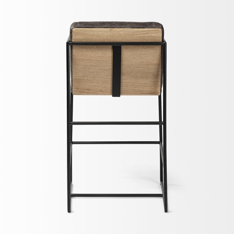 Bar stool with woven seat and backrest on a white background