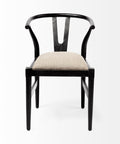 Black chair with beige cushion on a white background