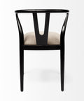Black chair with beige cushion on a white background