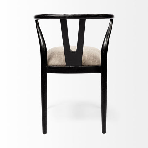Black chair with beige cushion on a white background