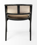 Chair with woven backrest and cushion on a white background