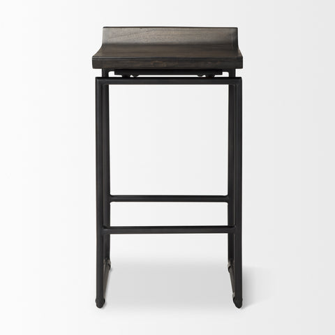 Dark wooden bar stool on a white background