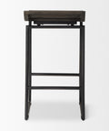 Dark wooden bar stool on a white background