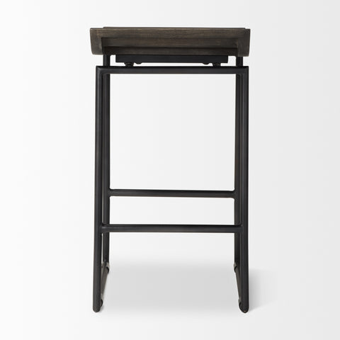 Dark wooden bar stool on a white background