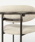 Chair with beige cushioned seat and backrest on a white background