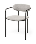 Modern chair with gray cushioned seat and backrest on a white background