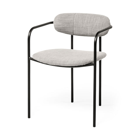 Modern chair with gray cushioned seat and backrest on a white background