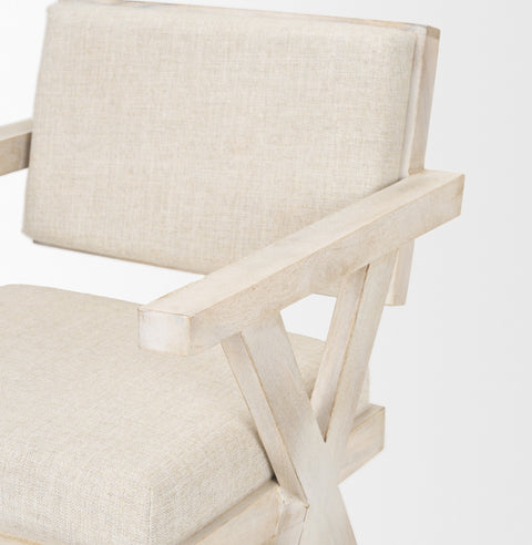 Beige armchair with a modern design on a white background