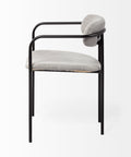 Modern chair with black frame and gray cushioned seat on a white background