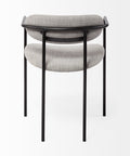 Two-tiered chair with gray cushioned seats and black metal frame on a white background