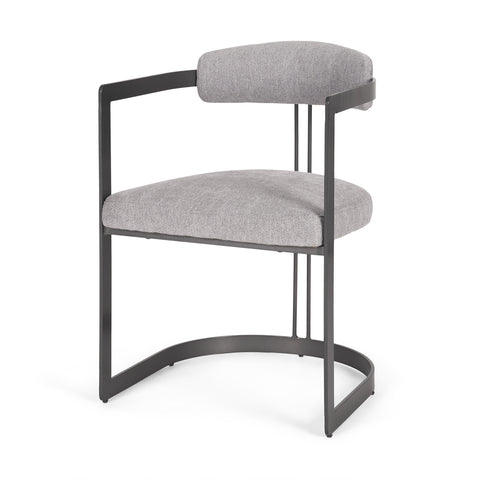Gray chair with black metal frame on a white background