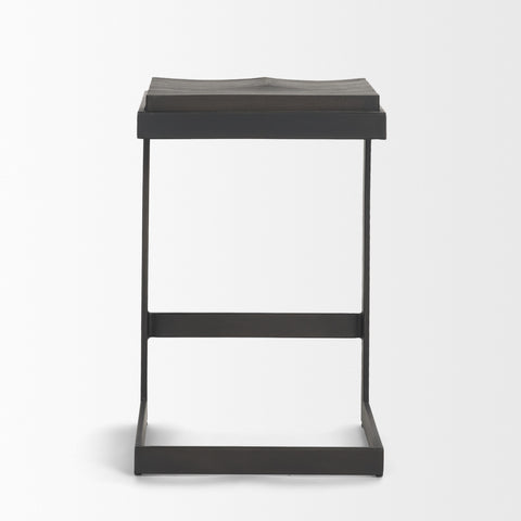 Black side table on a white background