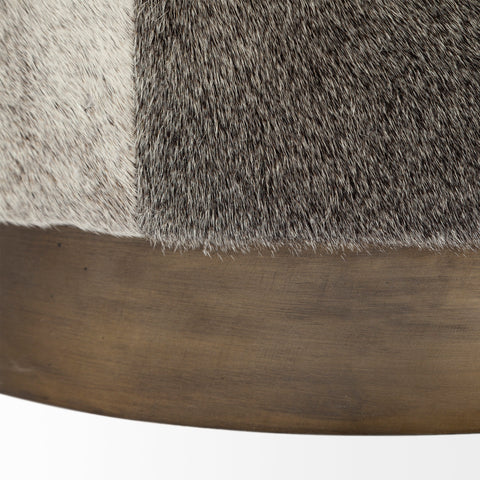 Zahavi I Grey Round Hair-On-Hide Ottoman-4