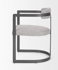 Modern chair with gray cushioned seat and backrest on a white background
