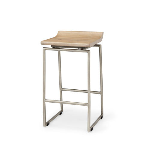 Givens Brown With Silver Frame - Counter Chair Mercana
