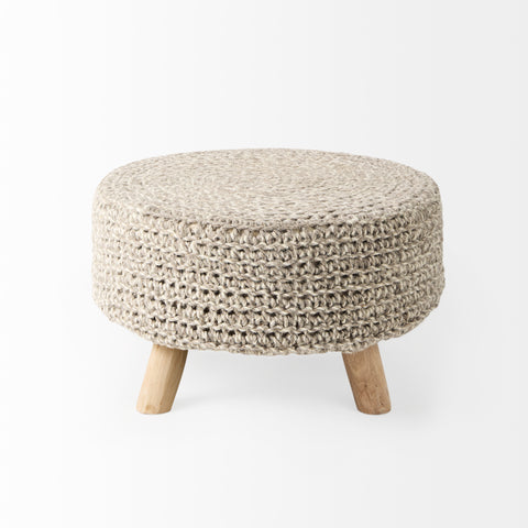 Bina Light Grey Wool Stool -2
