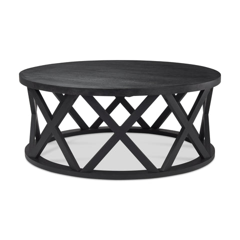 black wood coffee table round