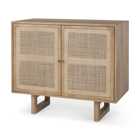 Grier Light Brown Mango Wood Accent Cabinet - Mercana