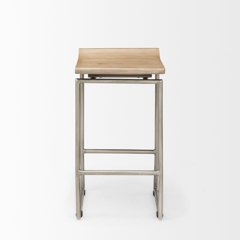 Givens Brown With Silver Frame - Counter Chair Mercana