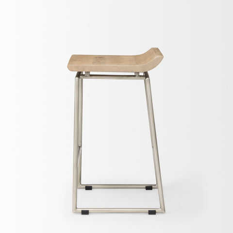 Givens Brown With Silver Frame - Counter Chair Mercana